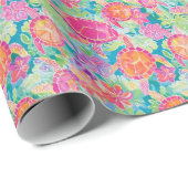 Preppy Palm Beach Tropical Turtles Pattern Geschenkpapier (Rolleneckpunkt)