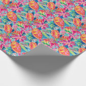 Preppy Palm Beach Tropical Turtles Pattern Geschenkpapier (Ecke)