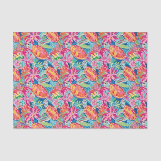 Preppy Palm Beach Tropical Turtles Pattern Seidenpapier (Vorderseite)