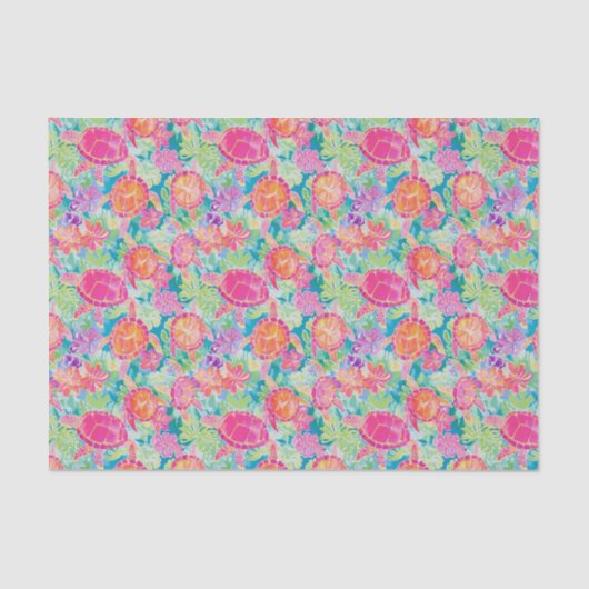Preppy Palm Beach Tropical Turtles Pattern Seidenpapier (Vorderseite)