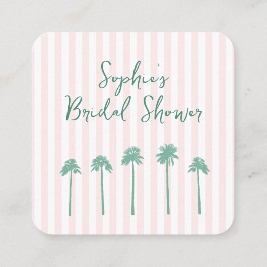 Preppy Palm Springs Bridal Shower QR Code RSVP Begleitkarte (Rückseite)