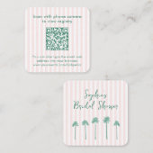 Preppy Palm Springs Bridal Shower QR Code RSVP Begleitkarte (Vorne/Hinten)