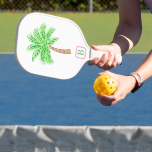 Preppy Palm Tree Monogram Carbon Fiber Pickleb Pickleball Schläger