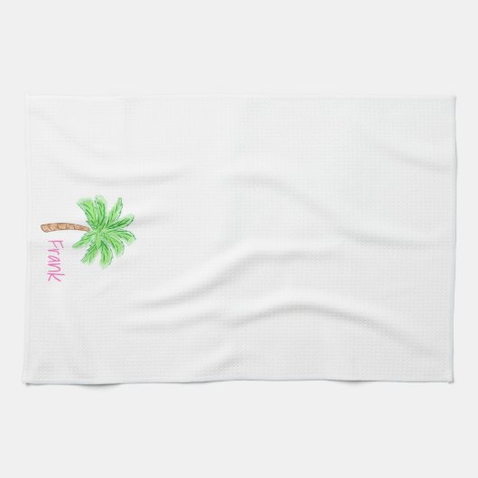 Preppy Palm Tree Personalisiert Geschirrtuch (Horizontal)