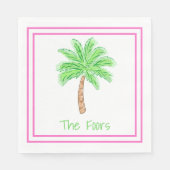 Preppy Palm Tree Personalisierte Grenz Mittagessen Serviette (Vorderseite)