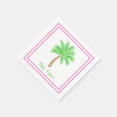 Preppy Palm Tree Personalisierte Grenze Serviette (Ecke)