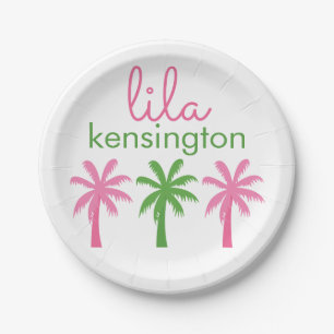 Preppy Palm Tree Personalisierten Party Teller