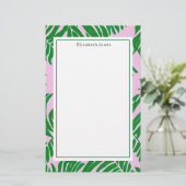 Preppy Palm Tree Pink + Green Briefpapier (Stehend Vorderseite)