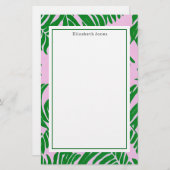 Preppy Palm Tree Pink + Green Briefpapier (Vorne/Hinten)