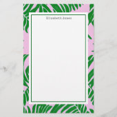 Preppy Palm Tree Pink + Green Briefpapier (Vorderseite)