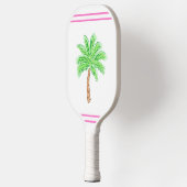 Preppy Palm Tree Pink Stripes Pickleball Schläger (Links)
