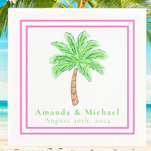 Preppy Palm Tree Tropical Wedding Serviette