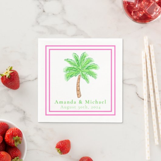 Preppy Palm Tree Tropical Wedding Serviette (Beispiel)