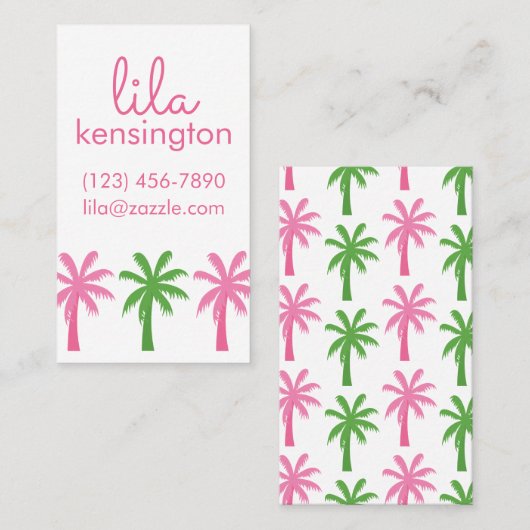 Preppy Palm Trees Business oder Contact Cards Visitenkarte (Vorne/Hinten)
