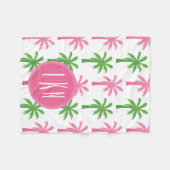 Preppy Palm Trees Mit Monogramm Fleece Blanket (Vorderseite (Horizontal))