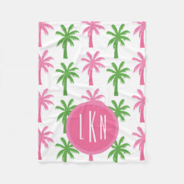 Preppy Palm Trees Mit Monogramm Fleece Blanket