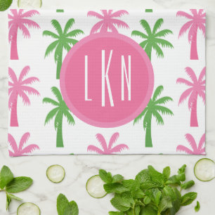 Preppy Palm Trees Mit Monogramm Küchentücher