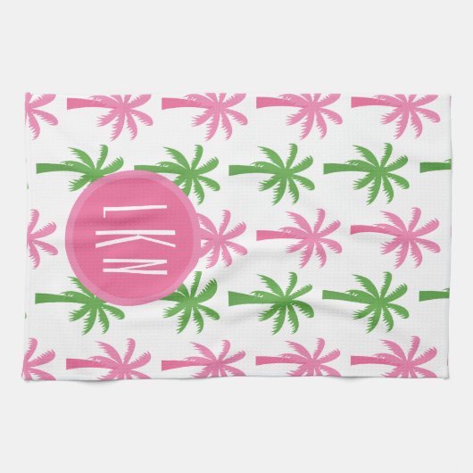 Preppy Palm Trees Mit Monogramm Küchentücher (Horizontal)