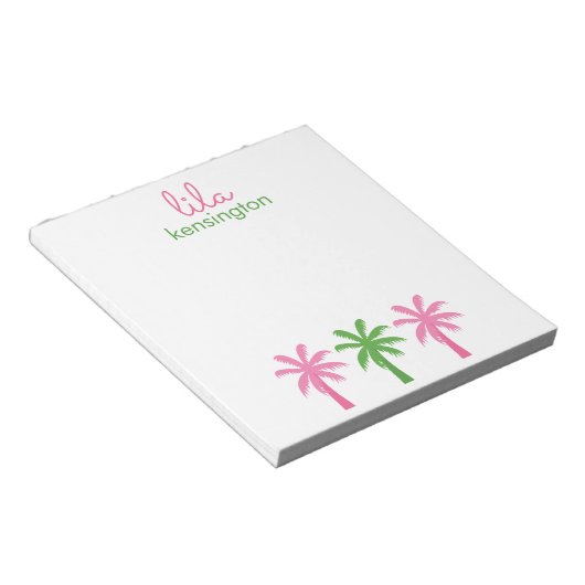 Preppy Palm Trees Personalisiert Notepad Notizblock (angewinkelt)