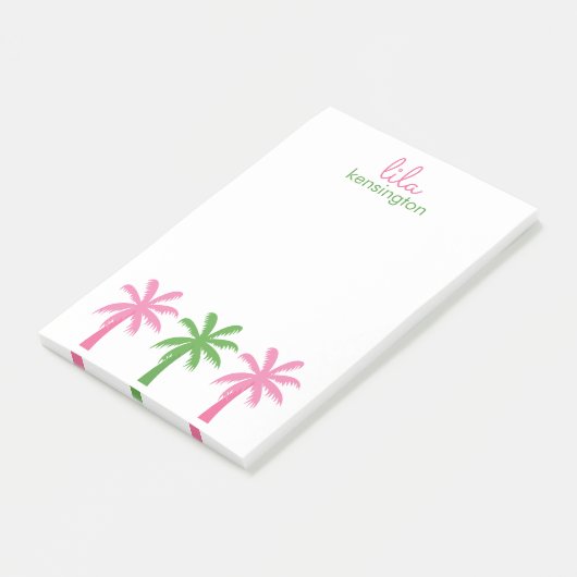 Preppy Palm Trees Personalisiert Post-it Notepad Klebezettel (angewinkelt)