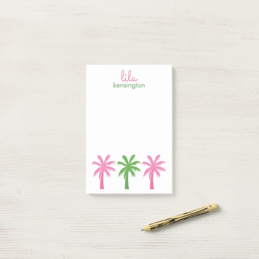 Preppy Palm Trees Personalisiert Post-it Notepad Post-it Klebezettel (Auf Schreibtisch)