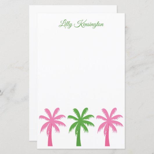 Preppy Palm Trees Personalisiert Stationery (Vorne/Hinten)