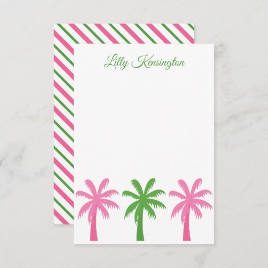Preppy Palm Trees Personalisierte Mitteilungskarte (Vorne/Hinten)