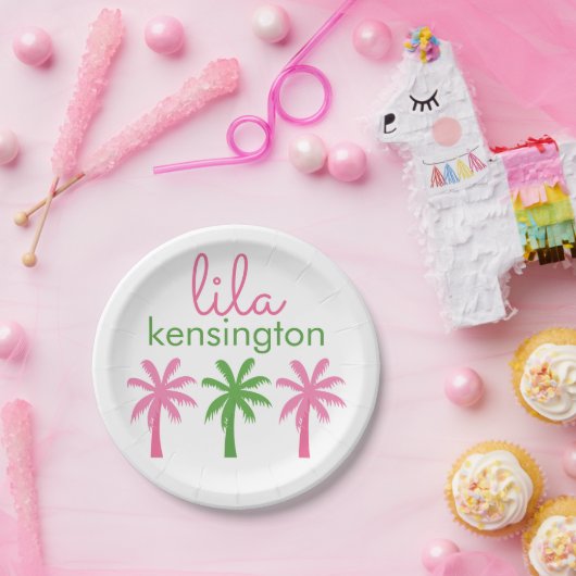Preppy Palm Trees Personalisierte Party Teller (Party)