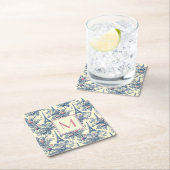 Preppy Paris Toile Pink und Blue Monogram Rechteckiger Pappuntersetzer (Vor Ort)