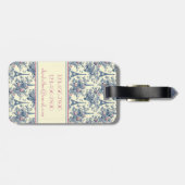 Preppy Parisian Toile Monogram Gepäckanhänger (Rückseite horizontal)