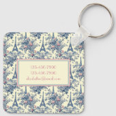 Preppy Parisian Toile Monogram Schlüsselanhänger (Rückseite)