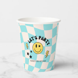 Preppy Pastel Blue Y2K Retro Birthday Paper Plate Pappbecher