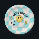 Preppy Pastel Blue Y2K Retro Birthday Paper Plate Pappteller<br><div class="desc"></div>