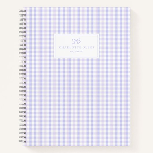 Preppy & Pastel Lavender Gingham Notizblock (Vorderseite)
