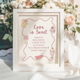 Preppy Pastel Pink Streifen Nachtisch Bar Poster