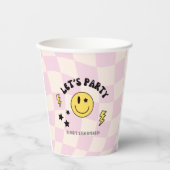 Preppy Pastel Pink Y2K Retro Birthday Paper Plate Pappbecher (Vorderseite)