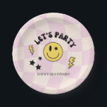 Preppy Pastel Pink Y2K Retro Birthday Paper Plate Pappteller<br><div class="desc"></div>