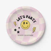 Preppy Pastel Pink Y2K Retro Birthday Paper Plate Pappteller (Vorderseite)