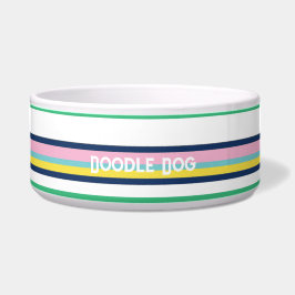 Preppy Pastel Stripes Personalisiert Hundekarte Napf