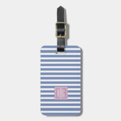 Preppy Pastell Triple Monogram Gepäckmarke Gepäckanhänger (Vorderseite vertikal)