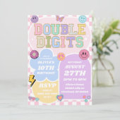 Preppy Patch 10. Geburtstagsparty Einladung (Stehend Vorderseite)