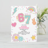 Preppy Patch 67  7. Geburtstag Einladung (Stehend Vorderseite)