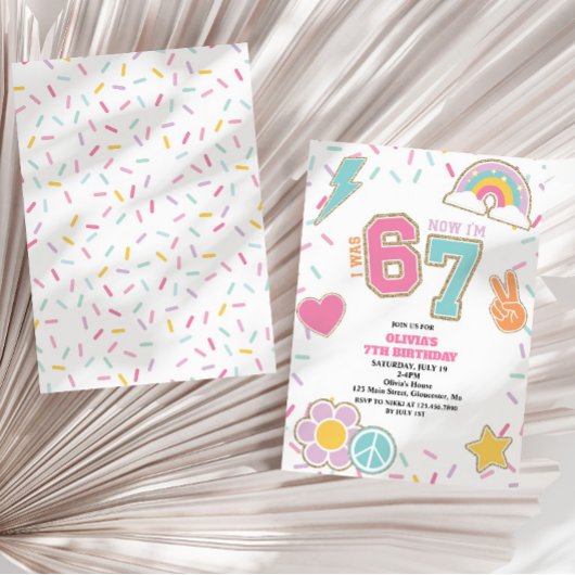 Preppy Patch 67  7. Geburtstag Einladung