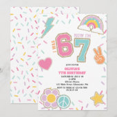 Preppy Patch 67  7TH Birthday Einladung (Vorne/Hinten)