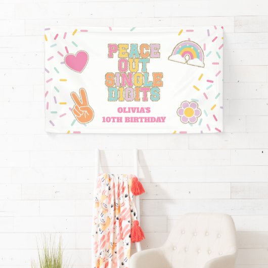 Preppy Patch Hello Double Digits 10th Birthday Banner (Insitu)