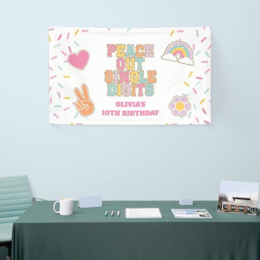 Preppy Patch Hello Double Digits 10th Birthday Banner (Messeveranstaltung)