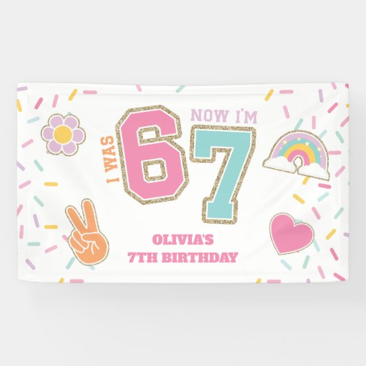 Preppy Patch Ich war SECHS jetzt bin ich SIEBEN 7. Banner (Horizontal)