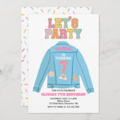 Preppy Patch jacke 7. Geburtstag Einladung (Vorne/Hinten)