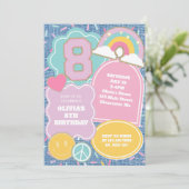 Preppy Patch Jeans 8. Geburtstag Einladung (Stehend Vorderseite)