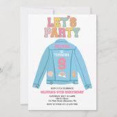 Preppy Patch Jeansjacke 9. Geburtstag Einladung (Vorderseite)